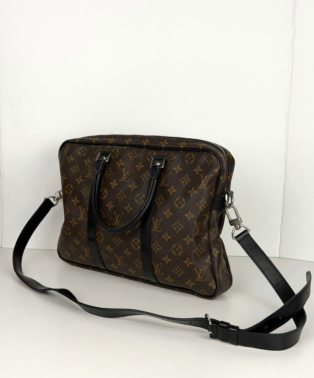 Louis Vuitton Porte-Documents Voyage Briefcase Bag PM in Brown Canvas 2017 S-19